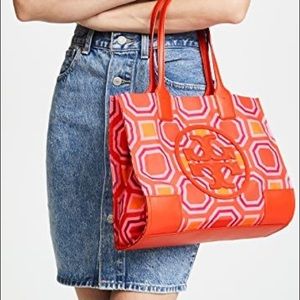 Tory Burch Ella Printed Tote in orange and pink